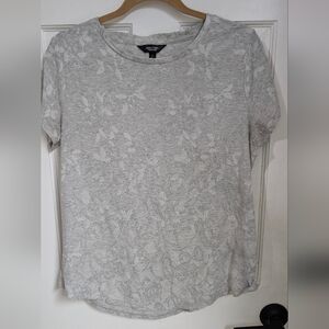 Simply Vera Vera Wang Light Gray Patterned Tee -SZ LG